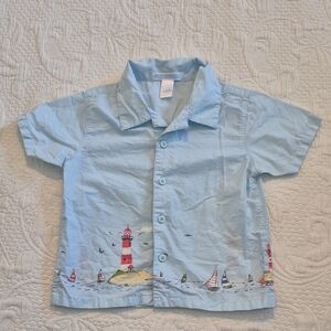 Janie and Jack boys 18 - 24 months short sleeve button up shirt 2005 VGUC HTF